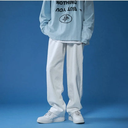 Unisex White Loose-Fit Denim Jeans