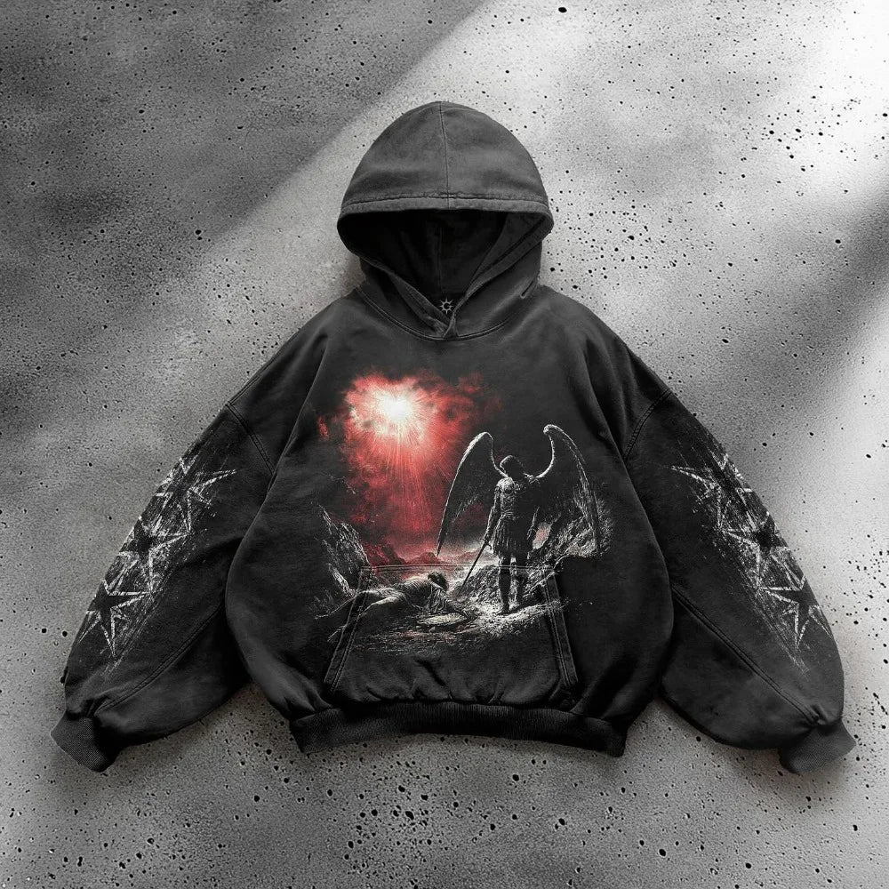 Gothic Hip Hop Print Pattern Hoodie
